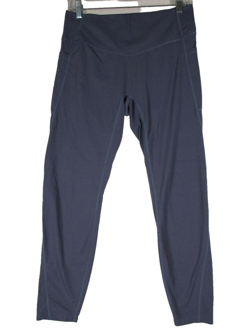 Unbranded Womens Active Workout Yoga Leggings Elastic Waist Size L 7/8 Blue
